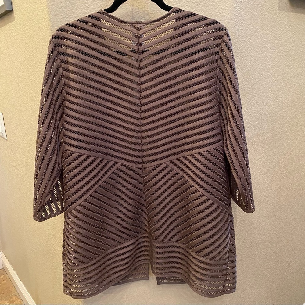 NWT~CHICO’S Women Deep Taupe Travelers Novelty Strip Jacket Size 2 (12/14) - Picture 7 of 12